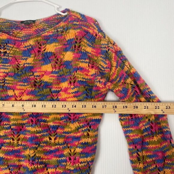 Women Pullover Sweater Size XS Knit  Pointelle  Multi Color Cardigan Comfort New - Picture 6 of 13